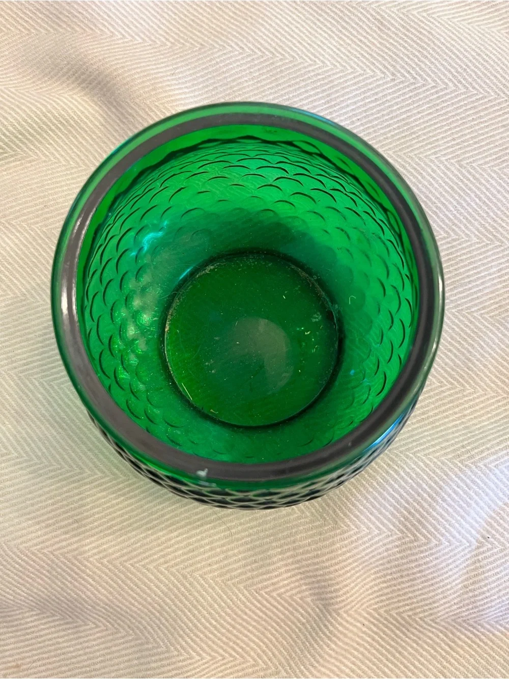 VTG Green Fish Scale Glass Floral Vase  by E O Brody Ohio Pattern Made In USA